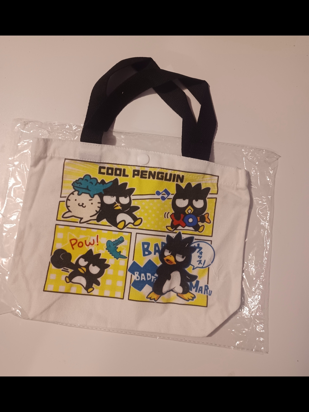 SANRIO BATZ Tote Bag in White with Black Handles